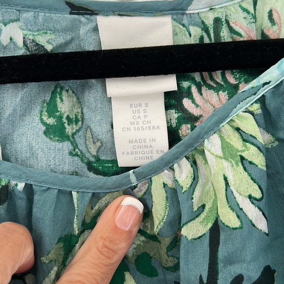 H&M Wide-Cut Dress Turquoise/ Floral size S (FITS like XL) - Picture 5 of 5